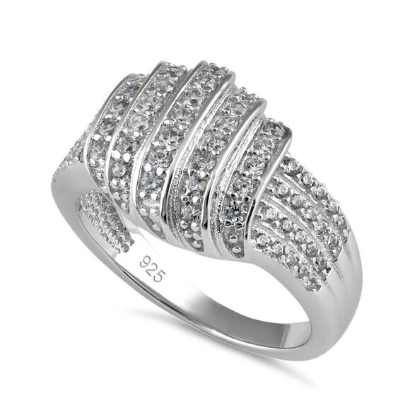 Solid Sterling Silver Elegant CZ Pave Ring New - Picture 1 of 5
